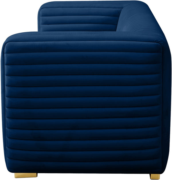 Ravish Velvet / Engineered Wood / Metal / Foam Contemporary Navy Velvet Loveseat - 65" W x 35" D x 31.5" H