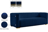 Ravish Velvet / Engineered Wood / Metal / Foam Contemporary Navy Velvet Sofa - 88" W x 35" D x 31.5" H