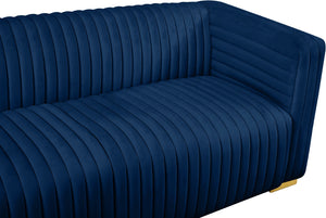 Ravish Velvet / Engineered Wood / Metal / Foam Contemporary Navy Velvet Sofa - 88" W x 35" D x 31.5" H