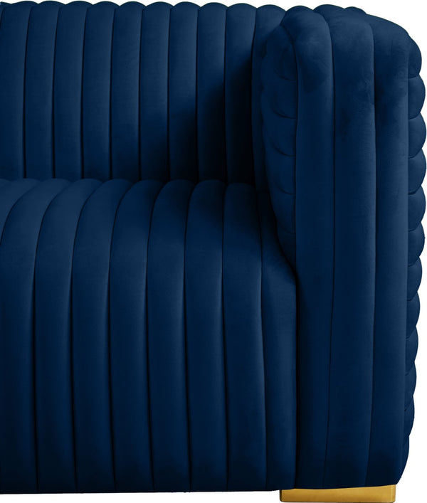 Ravish Velvet / Engineered Wood / Metal / Foam Contemporary Navy Velvet Sofa - 88" W x 35" D x 31.5" H