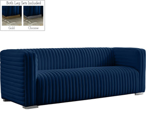 Ravish Velvet / Engineered Wood / Metal / Foam Contemporary Navy Velvet Sofa - 88" W x 35" D x 31.5" H