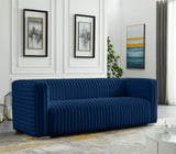 Ravish Velvet / Engineered Wood / Metal / Foam Contemporary Navy Velvet Sofa - 88" W x 35" D x 31.5" H