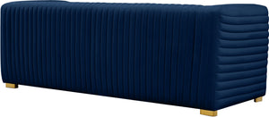 Ravish Velvet / Engineered Wood / Metal / Foam Contemporary Navy Velvet Sofa - 88" W x 35" D x 31.5" H