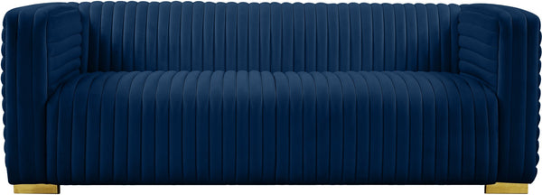 Ravish Velvet / Engineered Wood / Metal / Foam Contemporary Navy Velvet Sofa - 88" W x 35" D x 31.5" H