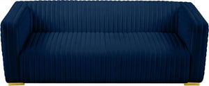 Ravish Velvet / Engineered Wood / Metal / Foam Contemporary Navy Velvet Sofa - 88" W x 35" D x 31.5" H