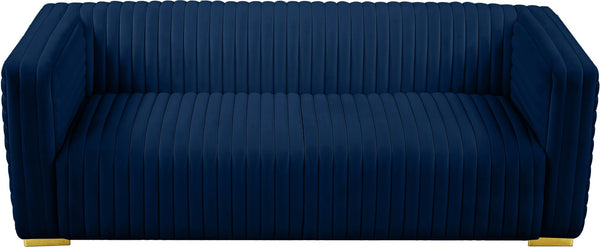 Ravish Velvet / Engineered Wood / Metal / Foam Contemporary Navy Velvet Sofa - 88" W x 35" D x 31.5" H