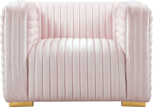 Ravish Velvet / Engineered Wood / Metal / Foam Contemporary Pink Velvet Chair - 43" W x 35" D x 31.5" H