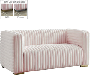Ravish Velvet / Engineered Wood / Metal / Foam Contemporary Pink Velvet Loveseat - 65" W x 35" D x 31.5" H