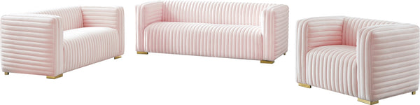 Ravish Velvet / Engineered Wood / Metal / Foam Contemporary Pink Velvet Loveseat - 65" W x 35" D x 31.5" H