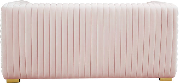 Ravish Velvet / Engineered Wood / Metal / Foam Contemporary Pink Velvet Loveseat - 65" W x 35" D x 31.5" H