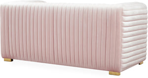Ravish Velvet / Engineered Wood / Metal / Foam Contemporary Pink Velvet Loveseat - 65" W x 35" D x 31.5" H