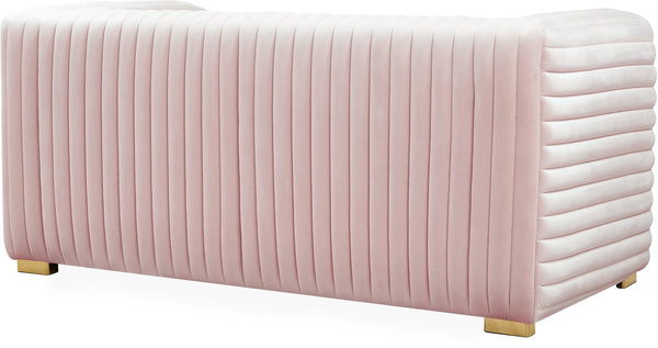 Ravish Velvet / Engineered Wood / Metal / Foam Contemporary Pink Velvet Loveseat - 65" W x 35" D x 31.5" H