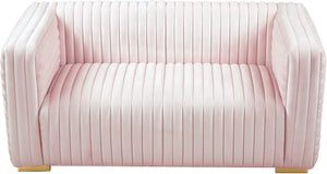 Ravish Velvet / Engineered Wood / Metal / Foam Contemporary Pink Velvet Loveseat - 65" W x 35" D x 31.5" H