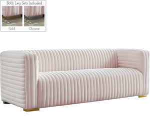 Ravish Velvet / Engineered Wood / Metal / Foam Contemporary Pink Velvet Sofa - 88" W x 35" D x 31.5" H