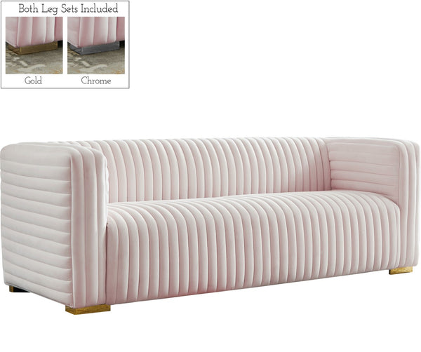 Ravish Velvet / Engineered Wood / Metal / Foam Contemporary Pink Velvet Sofa - 88" W x 35" D x 31.5" H