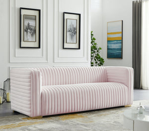 Ravish Velvet / Engineered Wood / Metal / Foam Contemporary Pink Velvet Sofa - 88" W x 35" D x 31.5" H