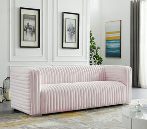 Ravish Velvet / Engineered Wood / Metal / Foam Contemporary Pink Velvet Sofa - 88" W x 35" D x 31.5" H