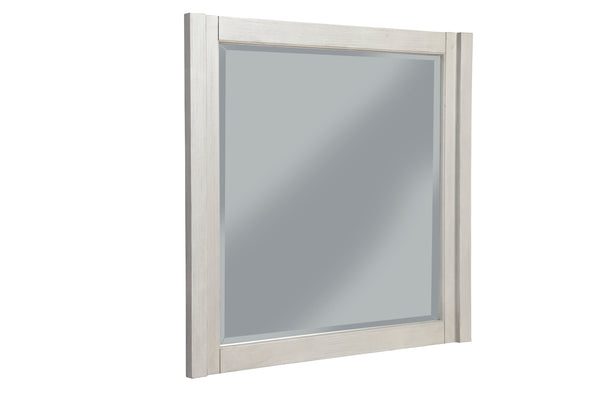 Denver Mirror - Elegant Mahogany Frame with Beveled Glass, Fully Assembled, Light Gray Finish