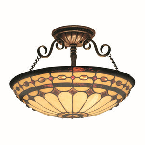 Diamond Ring 16'' Wide 3-Light Semi Flush Mount - Burnished Copper