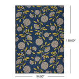 Noble House Dvorah Indoor Floral 8 x 11 Area Rug, Blue and Green