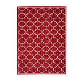 Noble House Makena Indoor Geometric 8 x 11 Area Rug, Red and Ivory