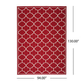 Noble House Makena Indoor Geometric 8 x 11 Area Rug, Red and Ivory