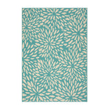 Claus Indoor Floral 5 x 8 Area Rug, Blue and Ivory Noble House