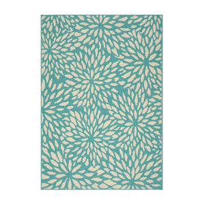 Claus Indoor Floral 5 x 8 Area Rug, Blue and Ivory Noble House