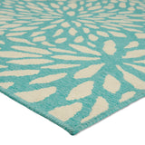 Claus Indoor Floral 5 x 8 Area Rug, Blue and Ivory Noble House