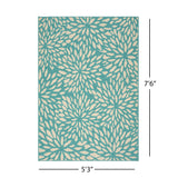 Claus Indoor Floral 5 x 8 Area Rug, Blue and Ivory Noble House