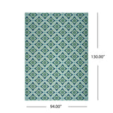 Noble House Erasmo Indoor Geometric 8 x 11 Area Rug, Blue and Green