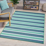 Robbee Indoor Geometric 5 x 8 Area Rug, Blue and Green Noble House