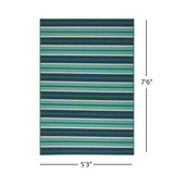 Robbee Indoor Geometric 5 x 8 Area Rug, Blue and Green Noble House