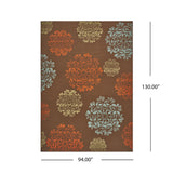 Ramonna Indoor Floral 8 x 11 Area Rug, Brown and Blue Noble House