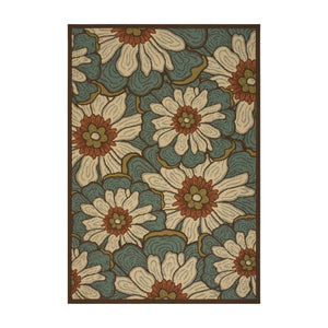 Brynn Indoor Floral 5 x 8 Area Rug, Blue and Brown Noble House