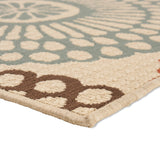 Noble House Anniston Indoor Floral 8 x 11 Area Rug, Beige and Blue