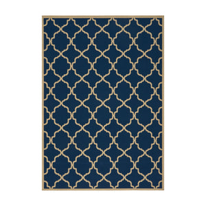 Serafin Indoor Geometric 5 x 8 Area Rug, Navy and Ivory Noble House