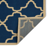 Serafin Indoor Geometric 5 x 8 Area Rug, Navy and Ivory Noble House