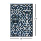 Serafin Indoor Geometric 5 x 8 Area Rug, Navy and Ivory Noble House