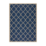 Serafin Indoor Geometric 8 x 11 Area Rug, Navy and Ivory Noble House