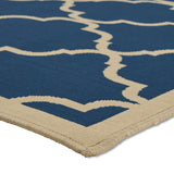 Serafin Indoor Geometric 8 x 11 Area Rug, Navy and Ivory Noble House