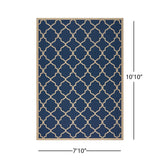 Serafin Indoor Geometric 8 x 11 Area Rug, Navy and Ivory Noble House