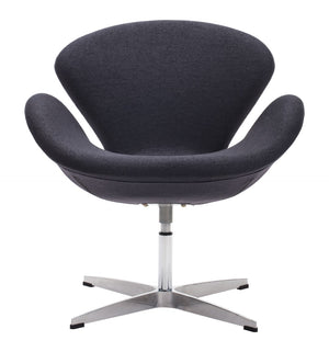 Zuo Modern Pori 100% Polyester, Steel Modern Commercial Grade Occasional Chair Gray, Silver 100% Polyester, Steel