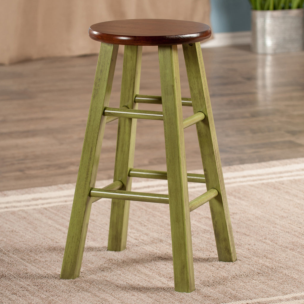 Winsome Wood Ivy Counter Stool, Rustic Green & Walnut 64224-WINSOMEWOOD