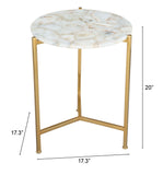 Zuo Modern Haru Agate, MDF, Iron Glam Commercial Grade Side Table White, Gold Agate, MDF, Iron