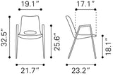 Zuo Modern Desi 100% Polyurethane, Plywood, Steel Modern Commercial Grade Dining Chair Set - Set of 2 Gray, Walnut 100% Polyurethane, Plywood, Steel