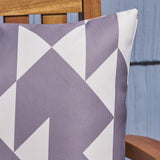 Loulu Outdoor Cushions, 17.75" Square, Abstract Geometric Pattern, White, Gray Noble House
