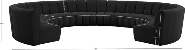 Infinity Boucle Fabric / Engineered Wood / Foam Contemporary Black Boucle Fabric 10pc. Modular Sectional - 183" W x 157" D x 33" H