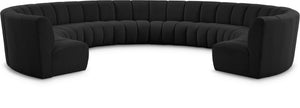 Infinity Boucle Fabric / Engineered Wood / Foam Contemporary Black Boucle Fabric 10pc. Modular Sectional - 183" W x 157" D x 33" H