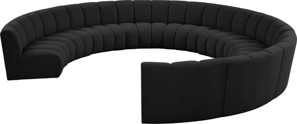 Infinity Boucle Fabric / Engineered Wood / Foam Contemporary Black Boucle Fabric 10pc. Modular Sectional - 183" W x 157" D x 33" H